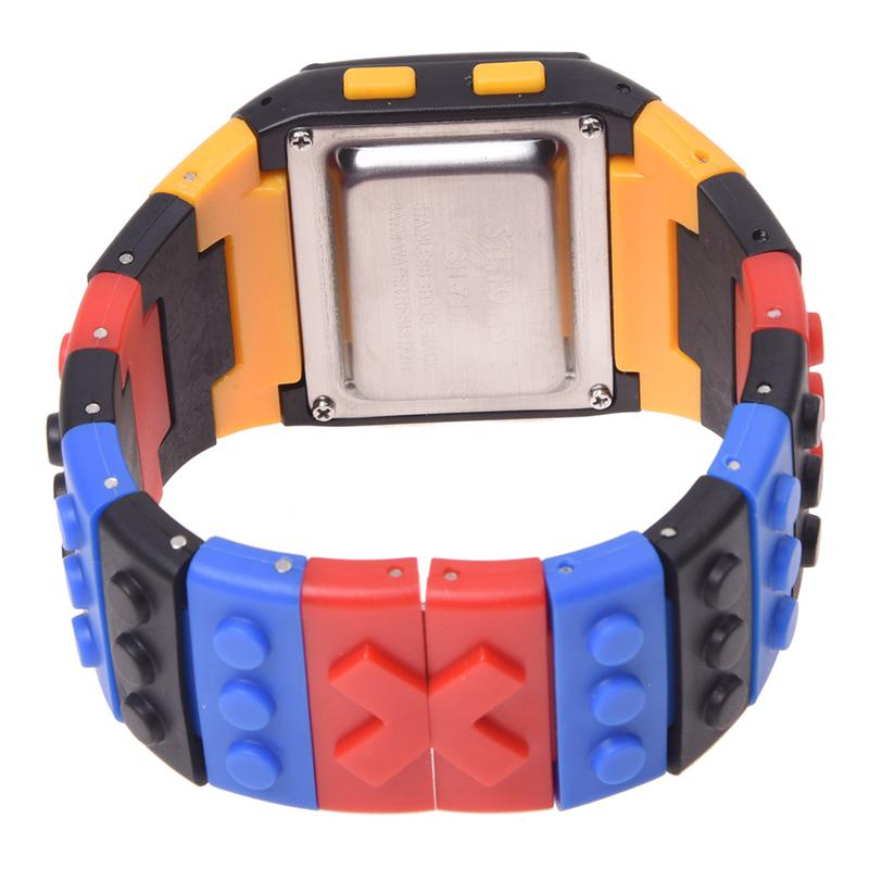 Regenboog Rubber Lcd Digitale Alarm Heren Dames Zwart Case Sport Horloge LED096