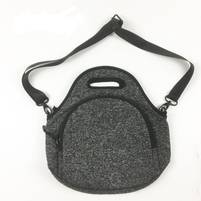 Lunch bag shoulder strap lunch box bag neoprene diving material lunch box insulation bag: Dark Grey