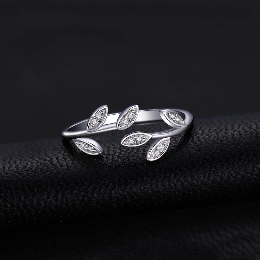 JewelryPalace Olive Leaf 925 Sterling Silver Ring Cubic Zirconia Open Adjustable Korean Cuff Finger Thumb Band Rings for Women