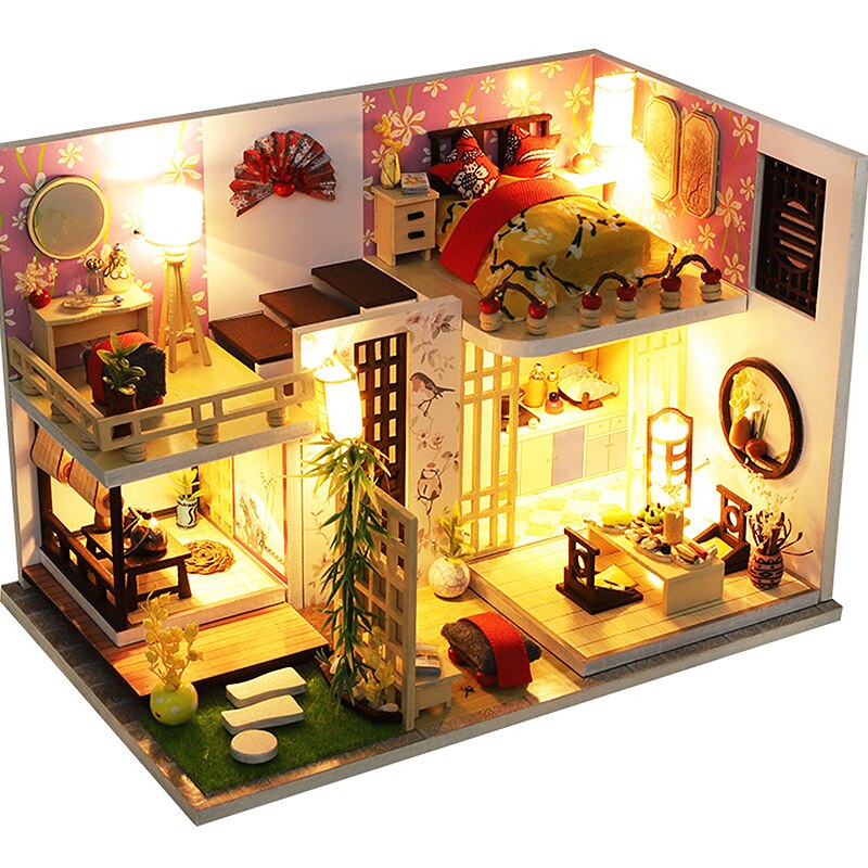 Cutebee Diy Poppenhuis Kit Houten Poppenhuizen Miniatuur Poppenhuis Meubels Kit Met Led Speelgoed Voor Kinderen L32: JM27A