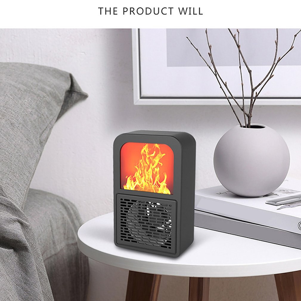 Portable Fan Office Bedroom Electronic Fireplace Heater 3D Flame Heater Home Desktop Heater