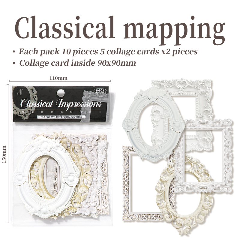 Marco de la serie de marcos Vintage, material de Collage temático, papel de álbum de recortes, suministros de diario de chatarra hechos a mano, 4 estilos, 10 piezas: Verde claro