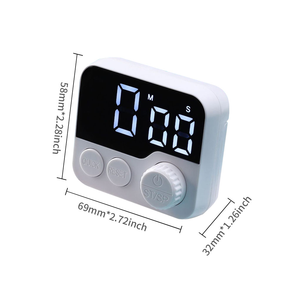 Digital LCD kitchen timer with on/off switch, mute and loud alarm, 24-hour clock, children, teachers, kitchen