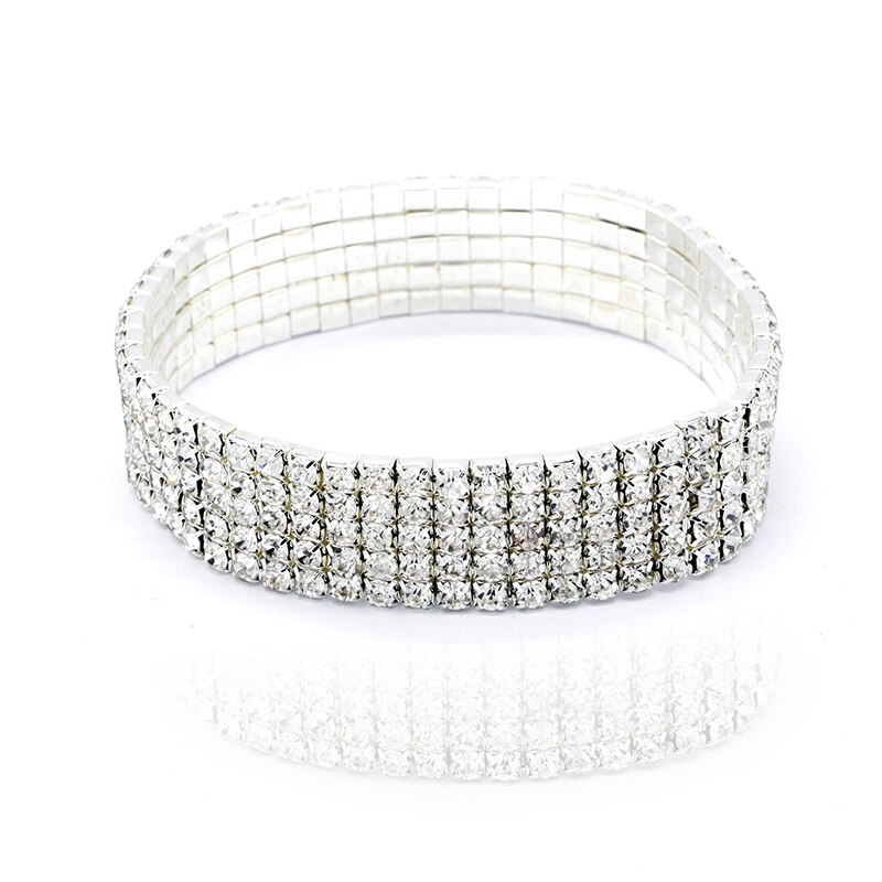 Pulsera tobillera con diamantes de imitación para mujer, 2, 3, 4 y 5 filas, cadena elástica, 1 unidad: 5