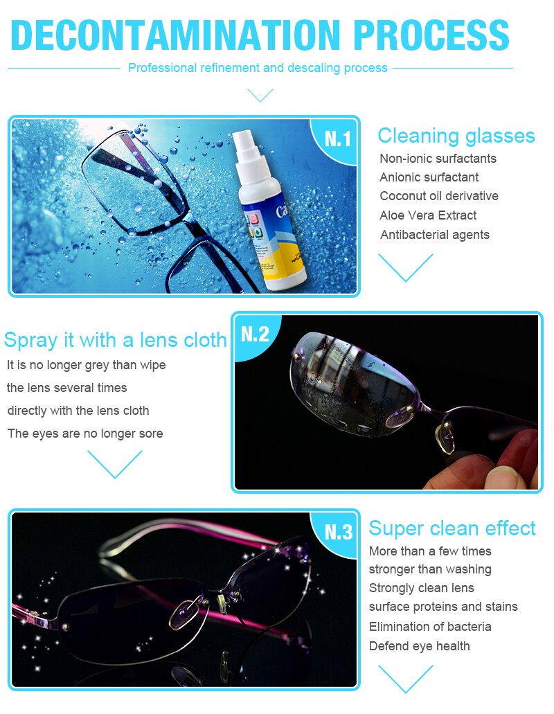 50ml Glasses Cleaner Wipe Nursing Liquid Phone Screen Sunglasses Cleaning Anti Fog Misting Dust Portable Eyewear Cleaner