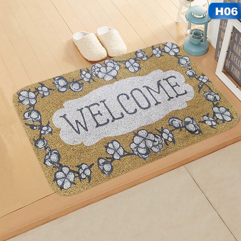Tapis antidérapant rectangulaire 40 x 60cm welcome home pour chambre à coucher, tapis de sol d'entrée, motif tournesol, paillasson en flanelle: H06