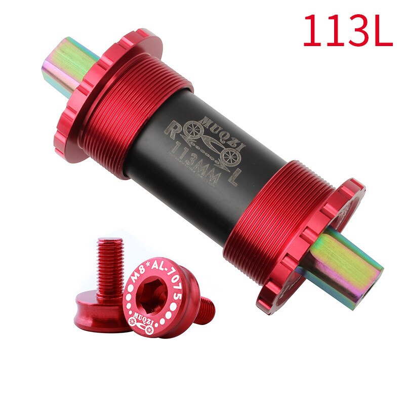 Mountain Bike Titanium Alloy Square Hole Ceramic Bottom Bracket 103/107/110/113/119/122mm Folding Road Bike Bottom Brackets: Red-113mm
