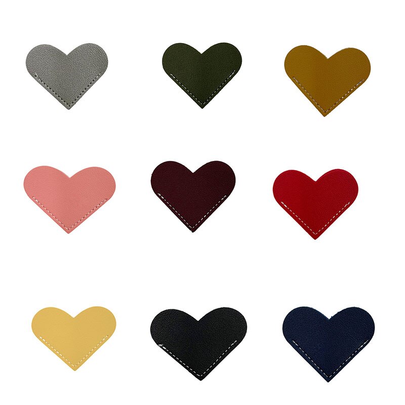 Pu Leather Heart Bookmark Book Corner Protective Cover Bookworm For Book Lover Stationery Supplies Bookmark: Mix color
