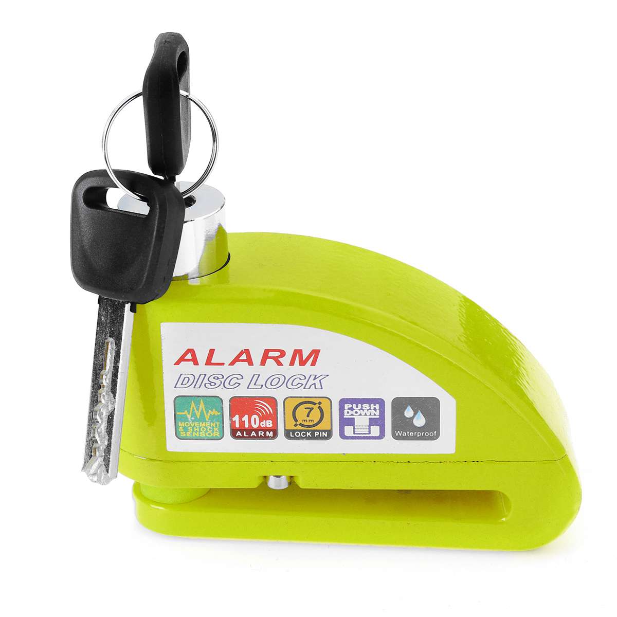 Motorfiets scooter beveiliging antidiefstal wiel schijfrem slot alarm kit 2m/6ft herinneringskabel alarm slot fiets rem tas: Groene schijfrem