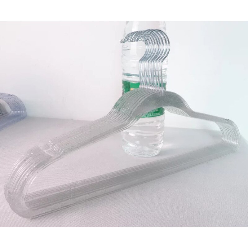 Cintres en perles pour vêtements, 10 pièces, en plastique Transparent, rose, or, antidérapant, acrylique, sans trace, pour filles: Silver Pink Siver / 10PCS 45CM for Men