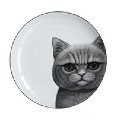 8 * calowy zabawny 3D placki nadruk z kotem płytki talerz dekoracji wnętrz porcelany kostnej stek ciasto naczynia owocowe ceramiczne talerze kuchenne pojemnik: 7