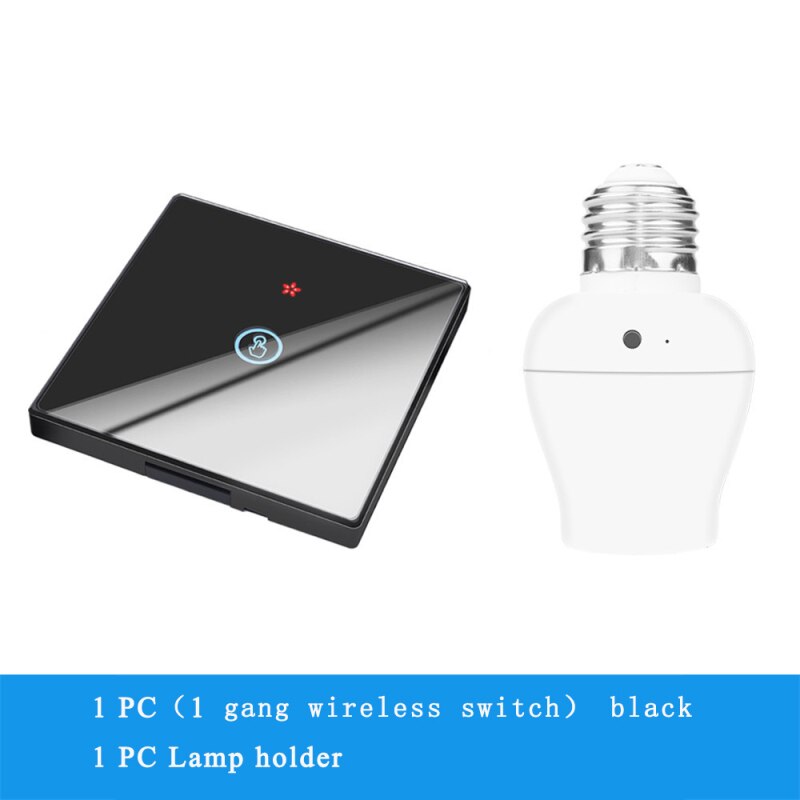 Lâmpada inteligente e26 e27 433mhz painel de parede controle remoto rádio freqüência inteligente interruptor luz toque sem fio casa acessórios: 01