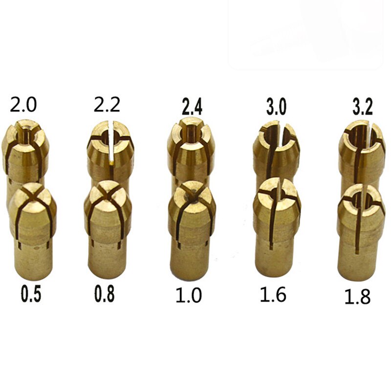 10Pcs Mini Drill Chuck Adapter 0.5mm-3.2mm for Dremel Mini Drill Chuck Micro Collet Brass For Power Rotary Tools Chuck Adapter: Default Title