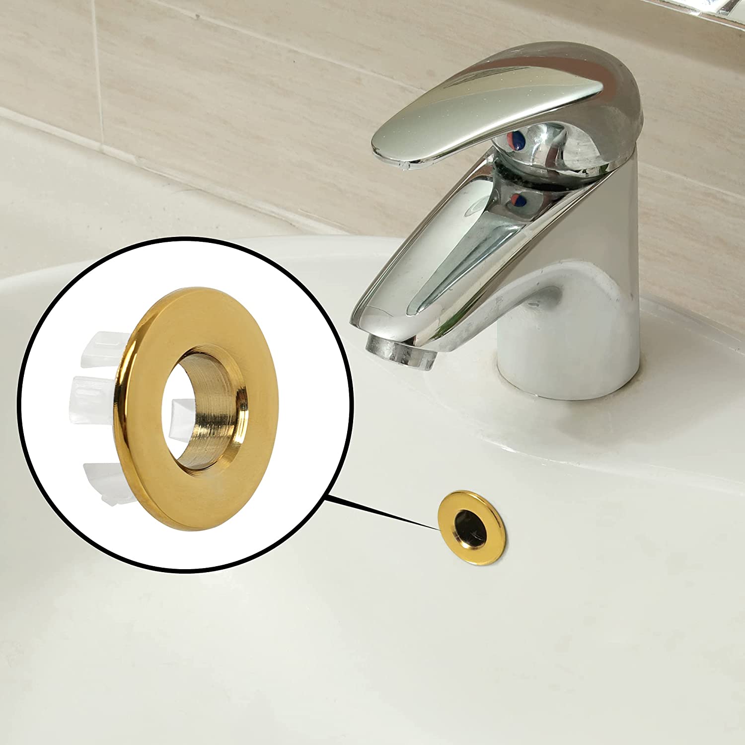 Bathroom Basin Faucet Sink Overflow Cover Replacement Kitchen Sink Drain Hole Cap Sink Trim Ring Plug For Bathroom Accessories