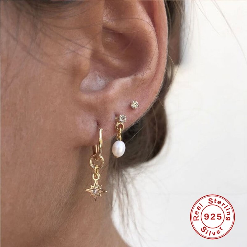 Roxi Hart Hoepel Oorbellen Voor Vrouwen Dangle Hart Clover Geometry Earring 925 Sterling Zilver Huggie Oorbellen Pendientes Plata 925