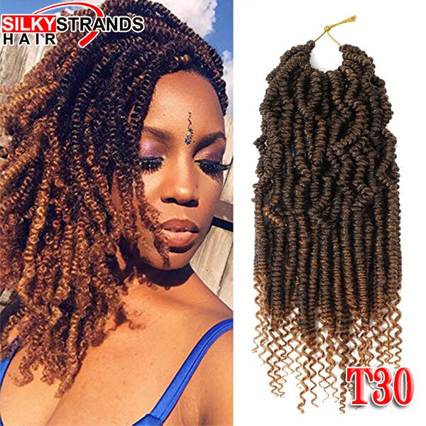 12 inch Passion Spring Twists Hair Synthetic Crotchet Hair Extensions Pre Looped Ombre Crochet Braids Nubian Twist: T1B/30