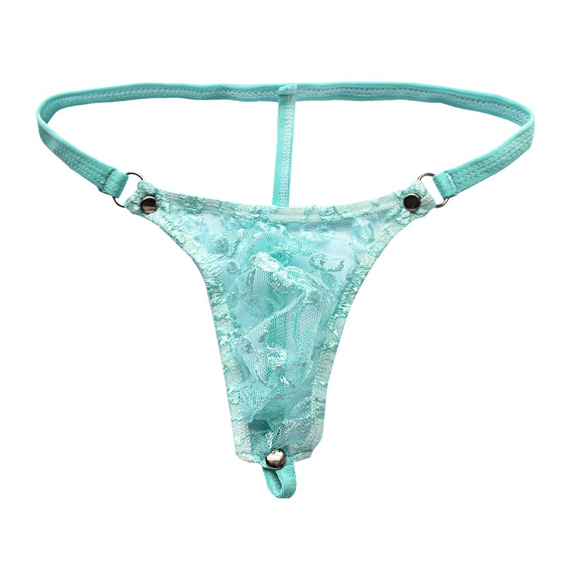 Menn sexy bugle veske blonder bikini undertøy herre blonder gjennomsiktige truser undertøy homofil sissy truser t-rygg stropp g-string thong: Blå / L