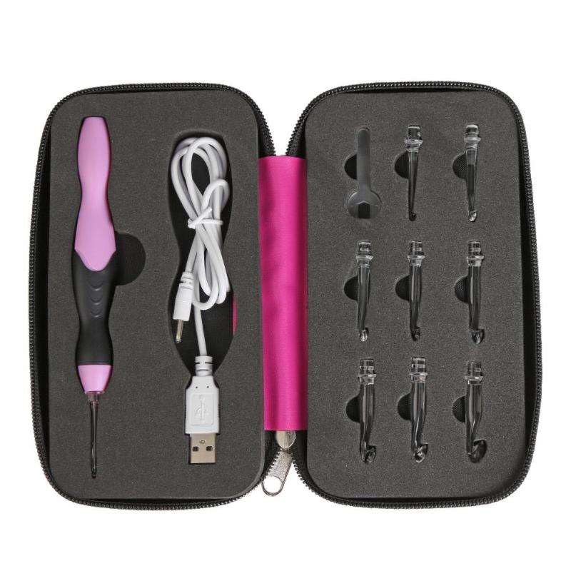 Ganchos de ganchillo 9 en 1 con luz, agujas de tejer, recargables por USB, herramientas para tejer, accesorios de costura para suéter: 03