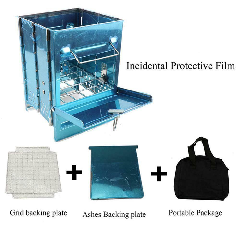 5IN1 Portable Stainless Steel Outdoor Camping Wood Stove Kit for Cooking BBQ Garden Folding