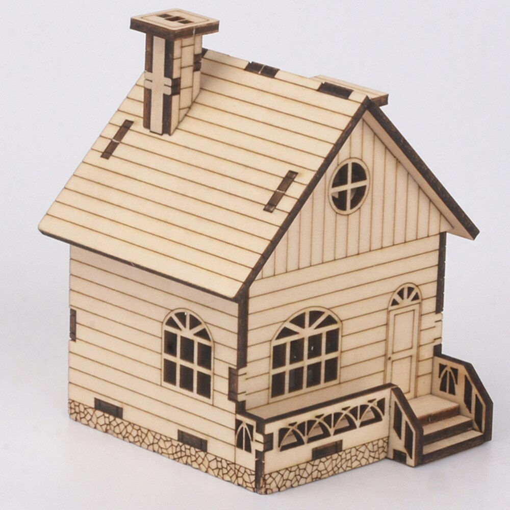 1 Set Christmas House Box Wooden DIY Crafts Box DIY Material Kit
