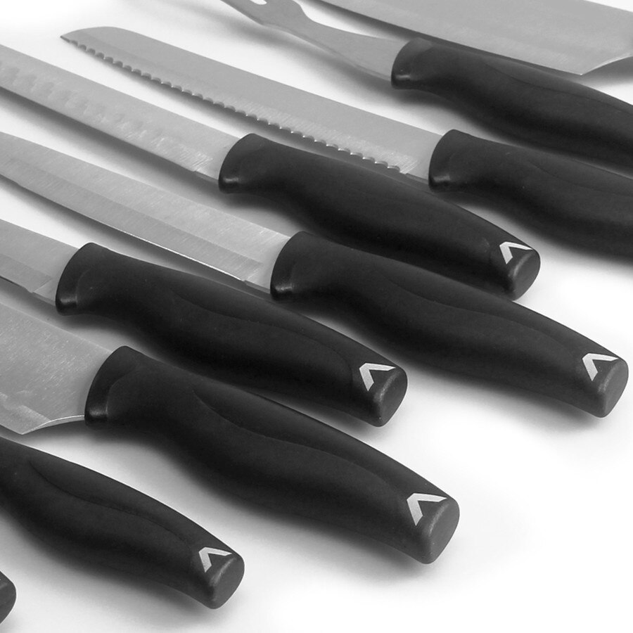 9 st kockknivsset köksknivar i rostfritt stål knivset slaktare köttklyver urbening fruktkniv brödskärare med nylonpåse