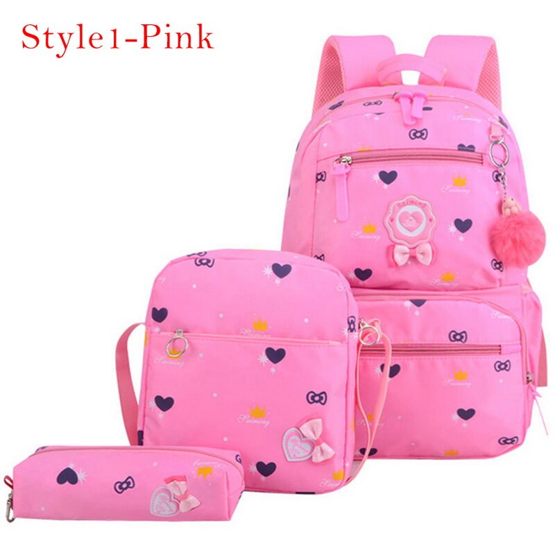 3 Pcs Afdrukken Schooltas Voor Kinderen Kids School School Rugzakken Voor Meisjes Tiener Roze Paars Bagpack: 5
