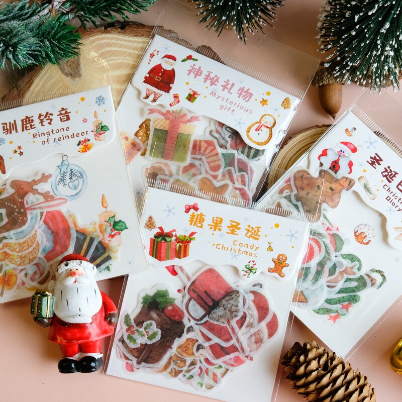 40 pcs/box Christmas tree sticker Kawaii deer sticker Adhesive cute sticker decoration scrapbook photo album diary cute statione