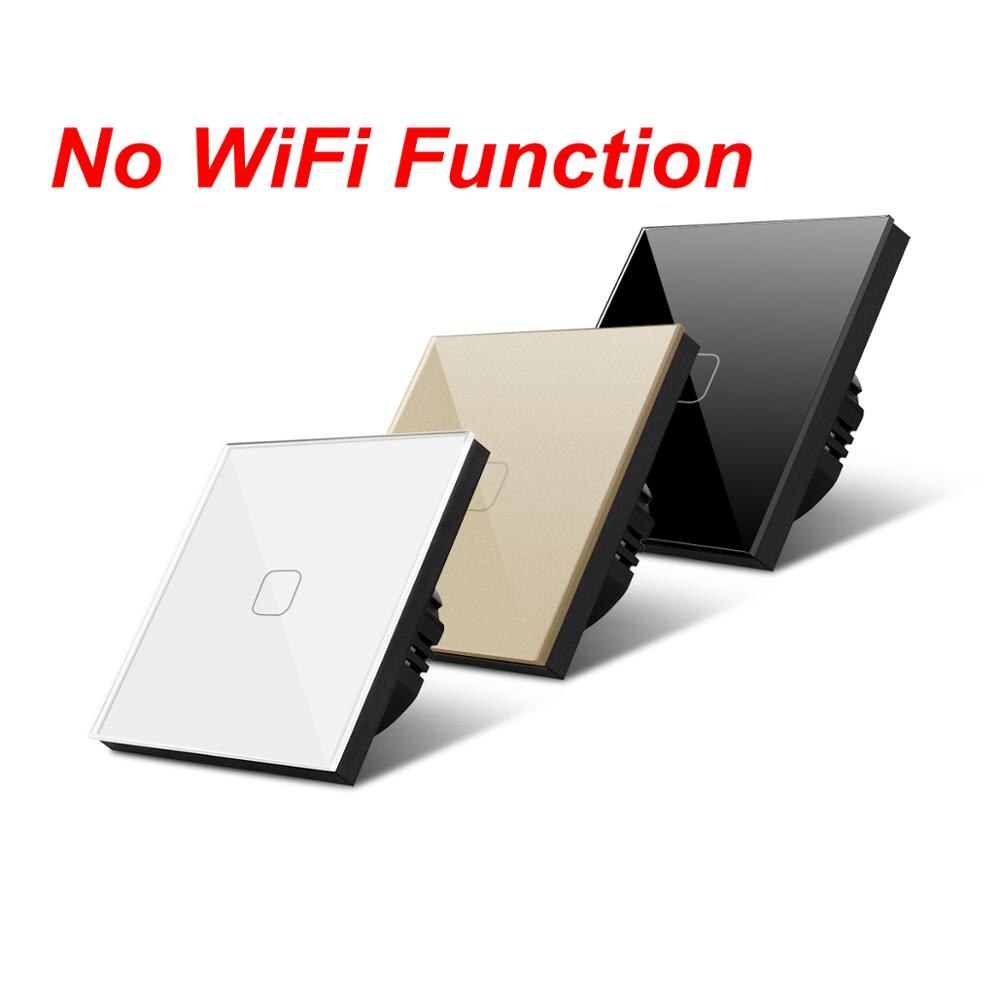 Eu standard 220v tuya wifi smart switch fungerer med alexa google home touch switch til led lampe timer stemmestyring vægkontakt: Ingen wifi / Hvid / 2- bande