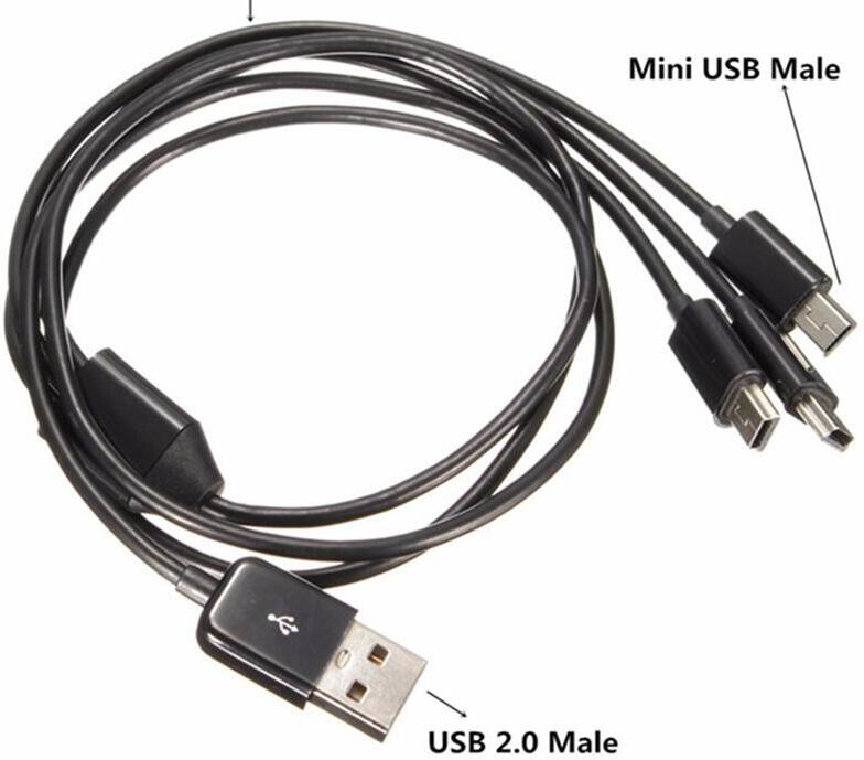 USB2.0 Type A Male Naar 3 Mini Usb B Male 5 Pin Data Lading Connector Kabel 480Mbp Sync Power Kabel splitter Voor Telefoon Hoge Snelheid