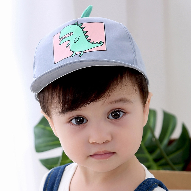 Spring Summer Baby Hat Cartoon Dinosaur Kids Boys Baseball Cap Casual Outdoor Children Snapback Hat: blue  style 1