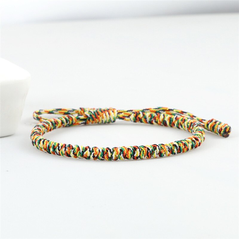 Tibétain bouddhiste à la main tressé Bracelet Multi couleur chanceux corde noeuds Bracelets pour femme hommes bouddha breloque Bracelet bijoux