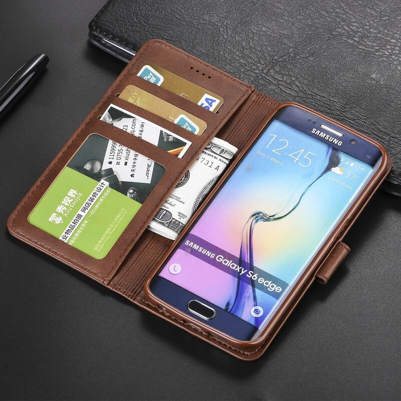 Case Voor Samsung Galaxy S6 Rand Geval Lederen Portemonnee Flip Cover Samsung Galaxy S6 Rand Telefoon Cover Voor Samsung S6 rand Coque