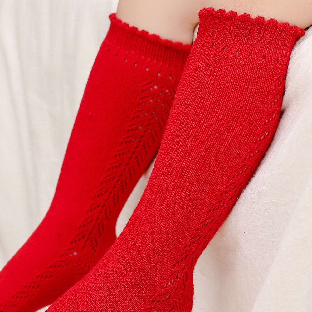 7 kolor dziecko moda dziecko dziewczyna hiszpańnarty styl podkolanówki maluch niemowlę boczne wycięcie skarpetki. Bawełna dzieci księżniczka skarpetki z dzianiny 3T: czerwony / 18M-3T