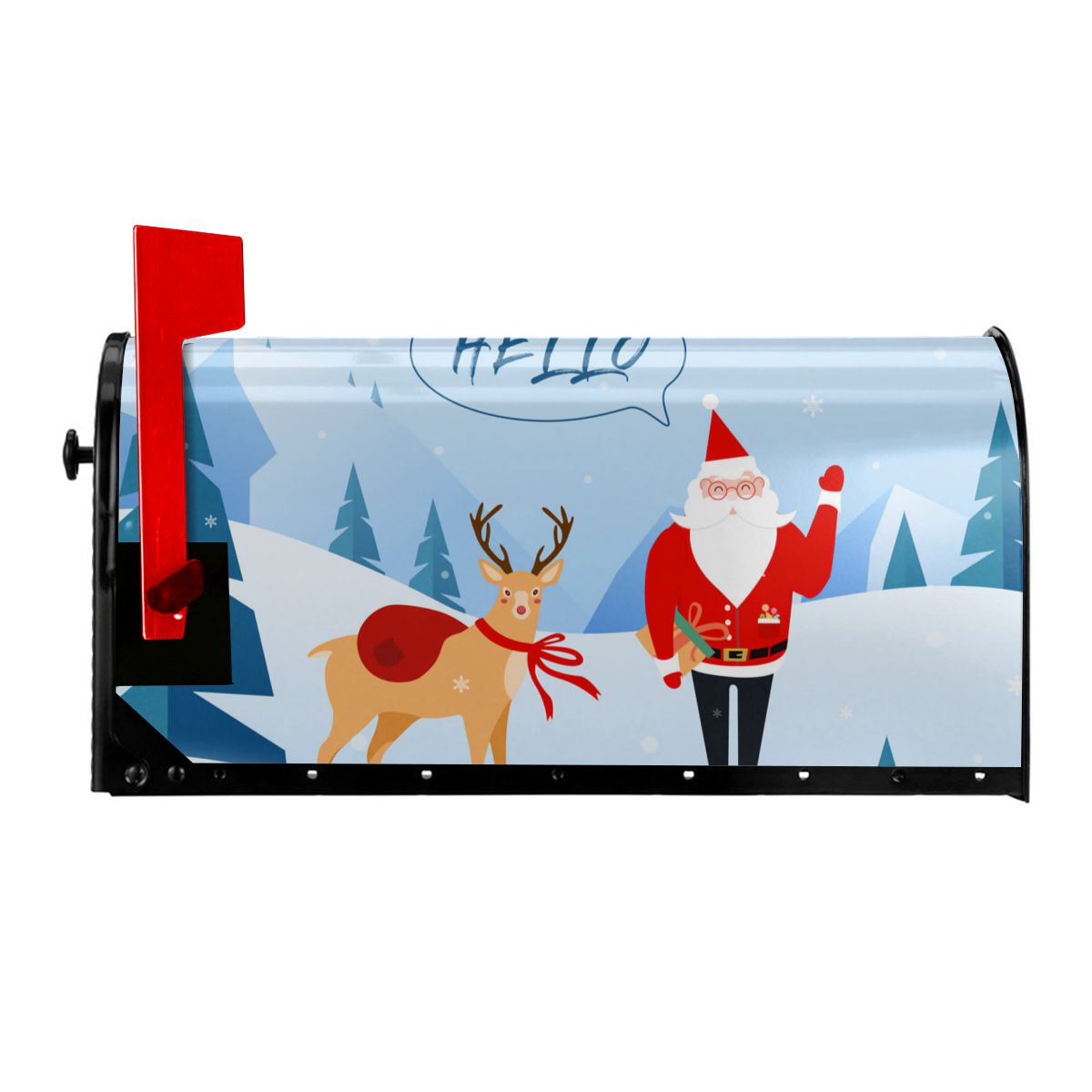 Santa Say Hello Merry Christmas Mailbox Cover Happy Year Mailbox Wraps Magnetic Post Box Cover for Garden Yard: 25.5x21 in