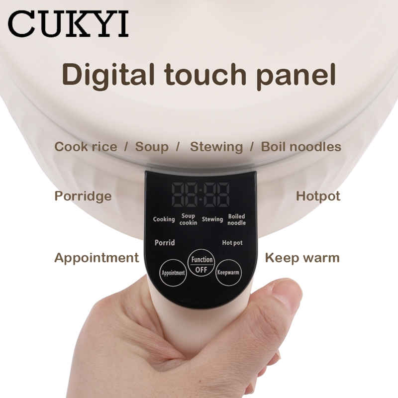 Bärbar intelligent riskokare elektrisk stekpanna nudlar kokande kopp hotpot soppgryta keramisk foder för sovsal resor euus