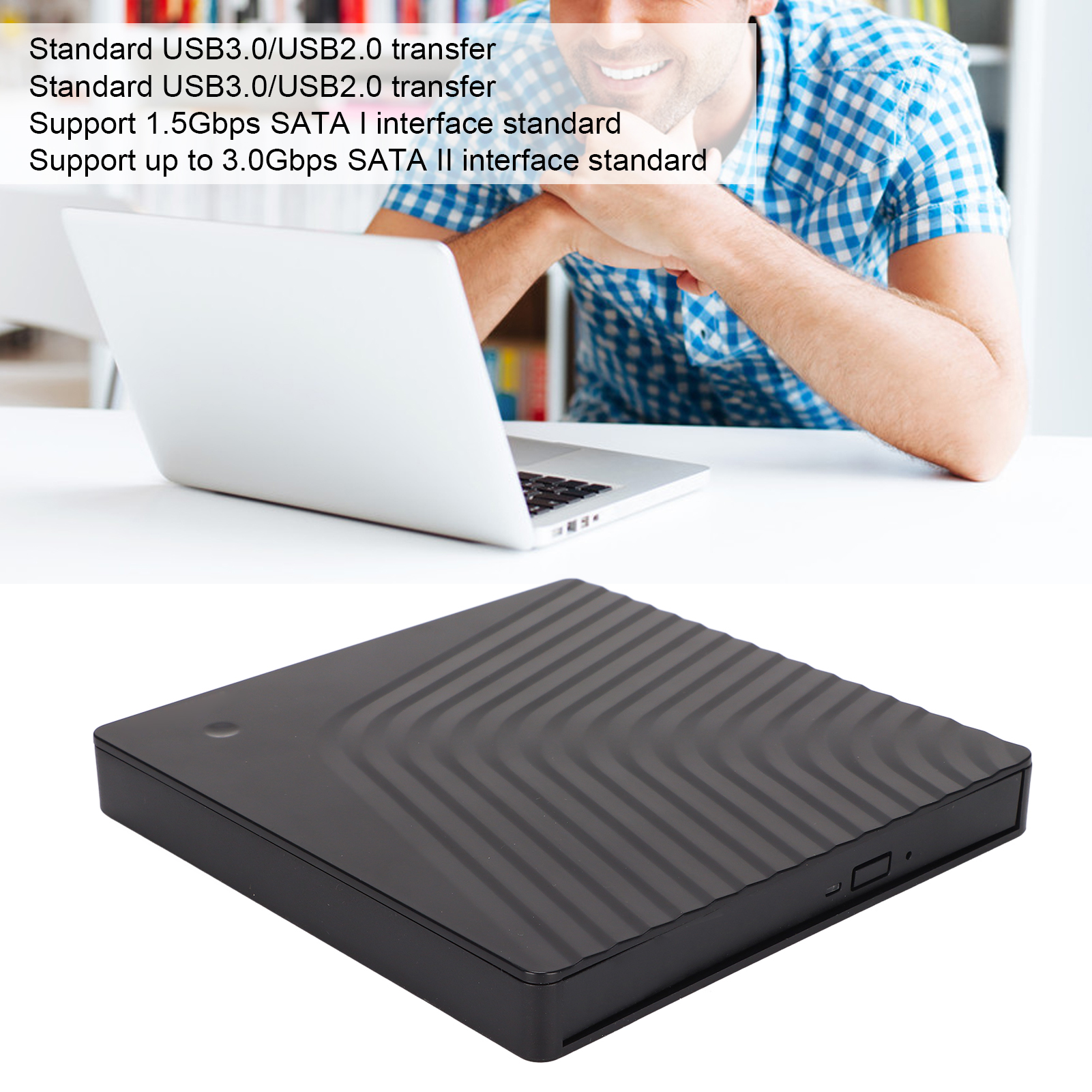 Laptop-Gehäuse für optisches Laufwerk, gute Kompatibilität, 5 Gbit/s, USB 3.0/USB 2.0, externes DVD-Laufwerk für 12,7 mm/9,5 mm SATA-DVD-RW-Laufwerk