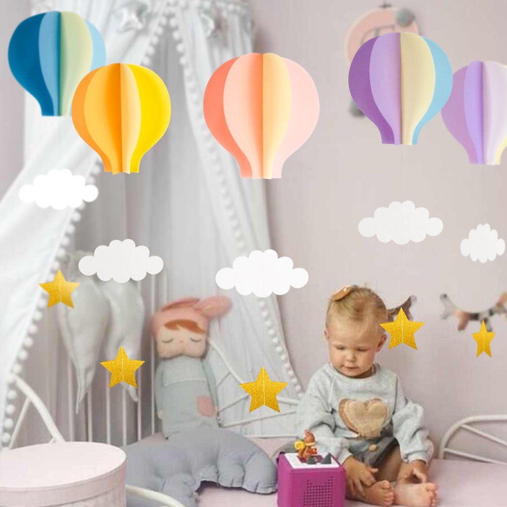 1pc Air Balloon Paper Garland Hanging Decorations Paper Ornaments Wedding Baby Shower Birthday Party Decoration Photo Booth