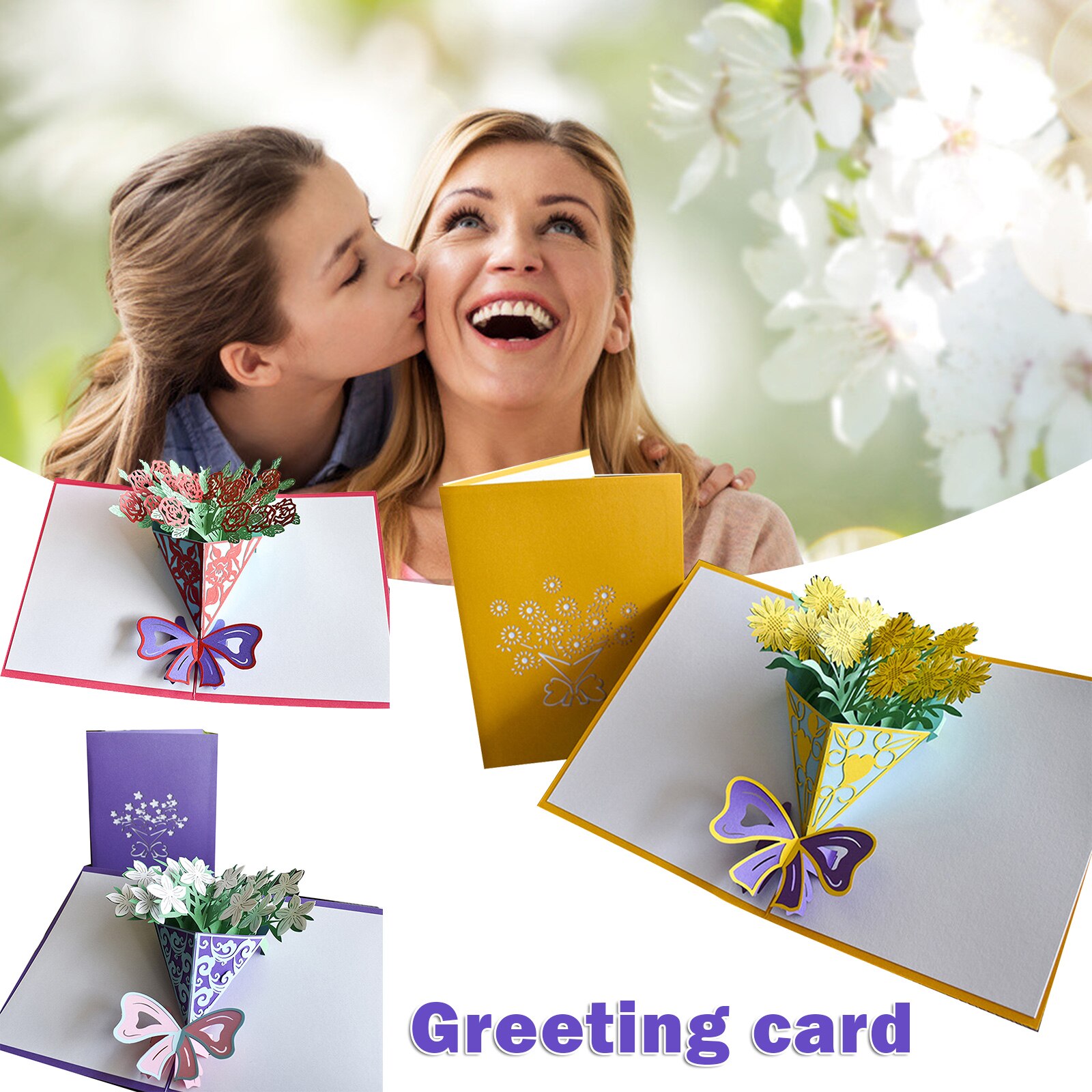 3D Flower Handmade Pop Up Thank You Card Thanksgiving Cards Mother's Day Greeting Cards With Envelope for Mom GHS99