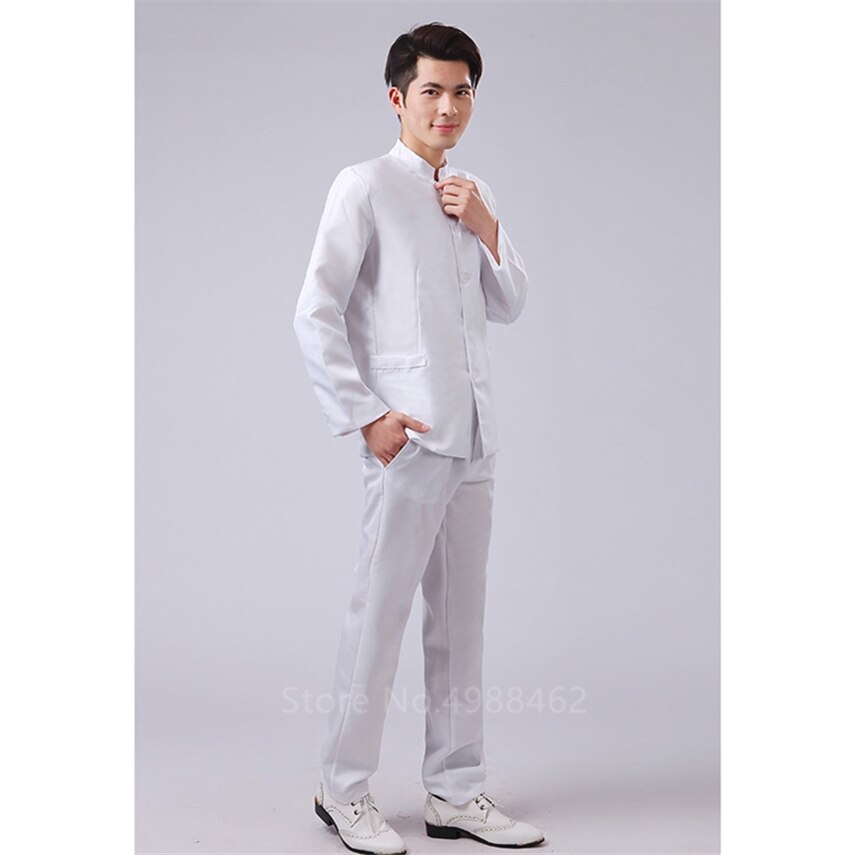 Traditional Chinese Style Man Clothing Set Student Performance Costume 2020Thin Stand Collar Graduate Class Wear Wedding Clothes