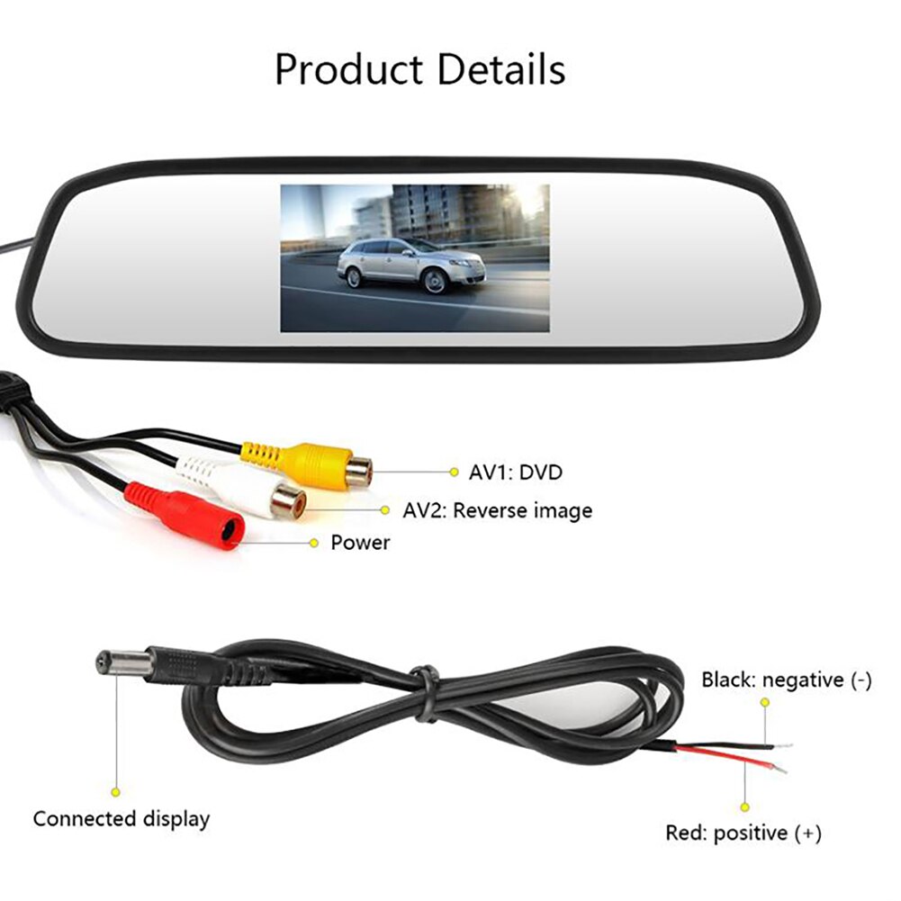 4.3 inch Car Mirror Monitor Auto Parking System with Waterproof Night Vision CCD Backup Rear View Camera Automobile Accessories