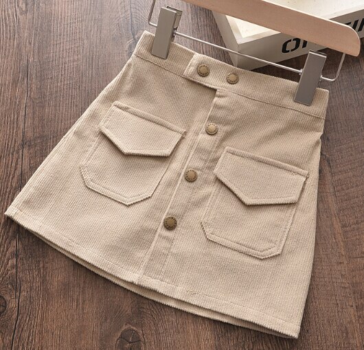Jupe pour bébés et enfants filles, robe polyvalente demi-longueur enveloppante de fesses en velours côtelé pour enfants: A / 15cm