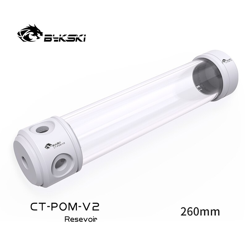 BYKSKI Reservoir, Acrylic Cylindrical Water-Coolant Tank for PC water cooling system 150mm, 200mm, 260mm,: 260mm WHITE