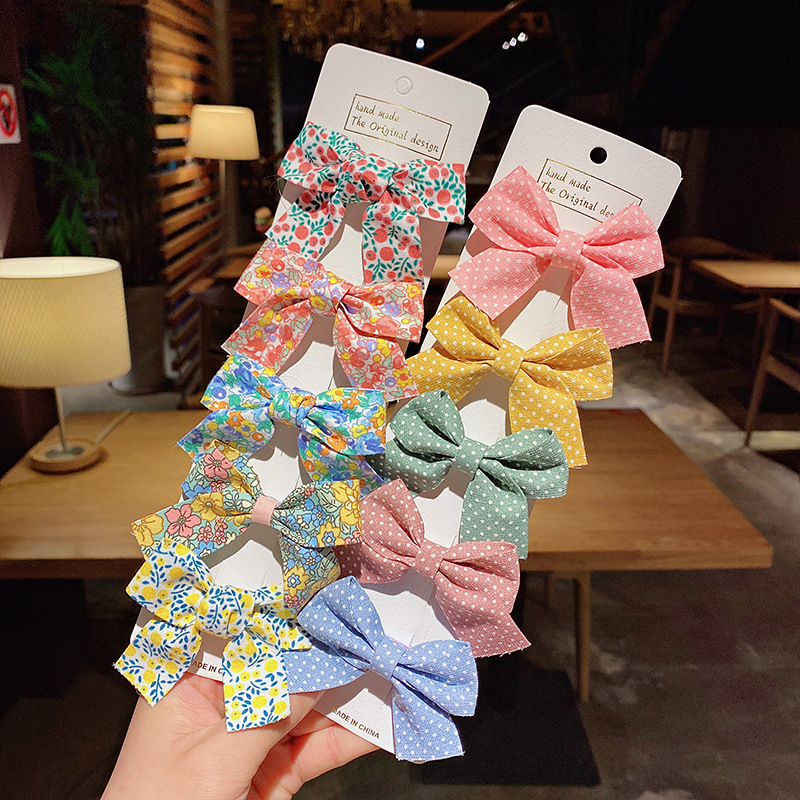 Horquillas de estrella con estampado de cuadros para niñas, pinzas para el pelo, diadema dulce, pasadores, accesorios de lazo de , 5 piezas por juego