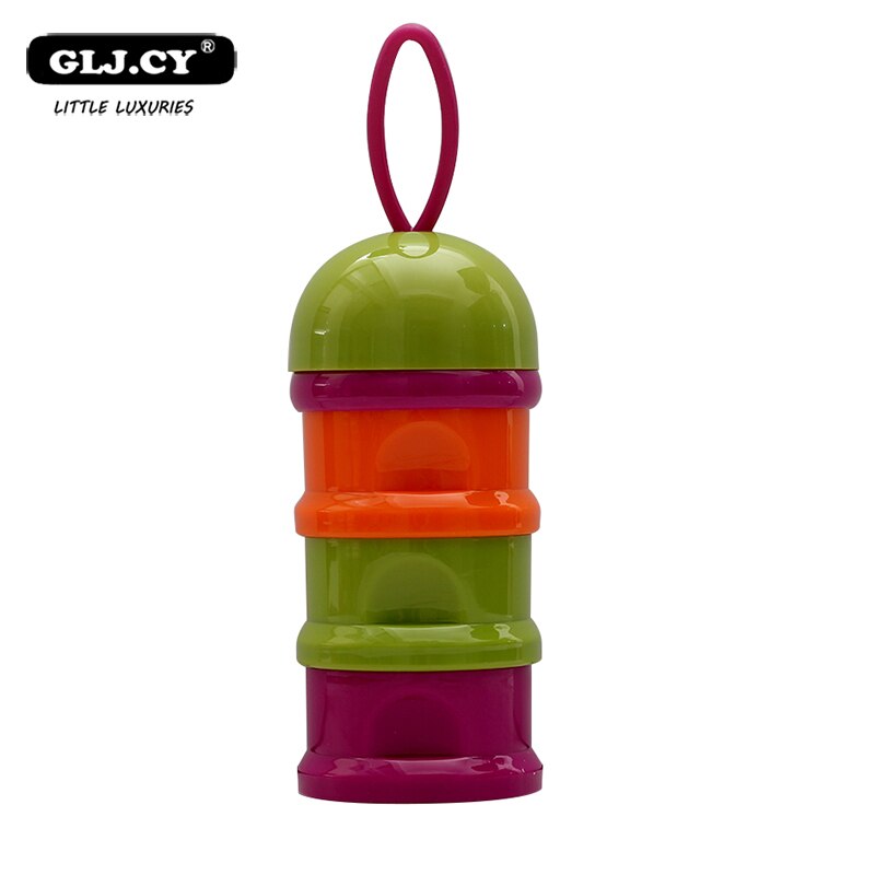 3-layer Frog Style Portable Baby Food Storage Box Essential Cereal Cartoon Milk Powder Boxes Kids Formula Milk Container: Greenorange -No Ear