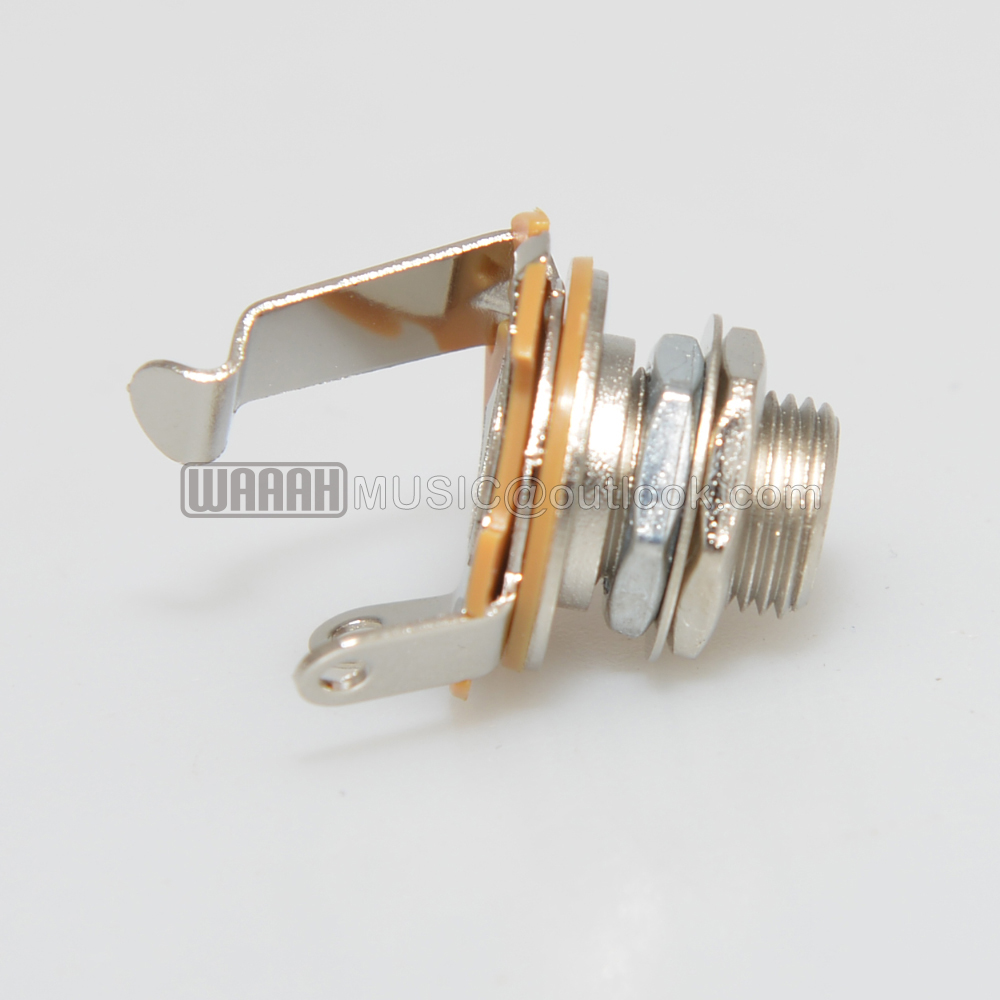 1 Uds. Conector de entrada de guitarra eléctrica para guitarra eléctrica y bajo 1/4 "(6,35mm) conector Mono Jack tuerca y arandela cromada