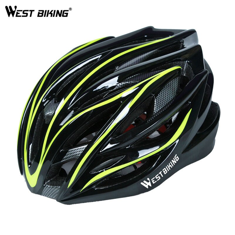 Capacete west biking para ciclismo, capacete masculino de mountain bike e bicicletas de estrada moldado integralmente: Yellow Black