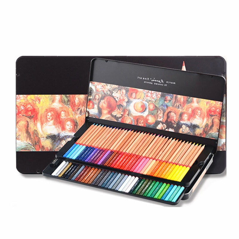 Marco Renoir Color Pencil 24/36/48/72 Drawing Colored pencils Metal box Color pencil Lapis de Cor School Supplies