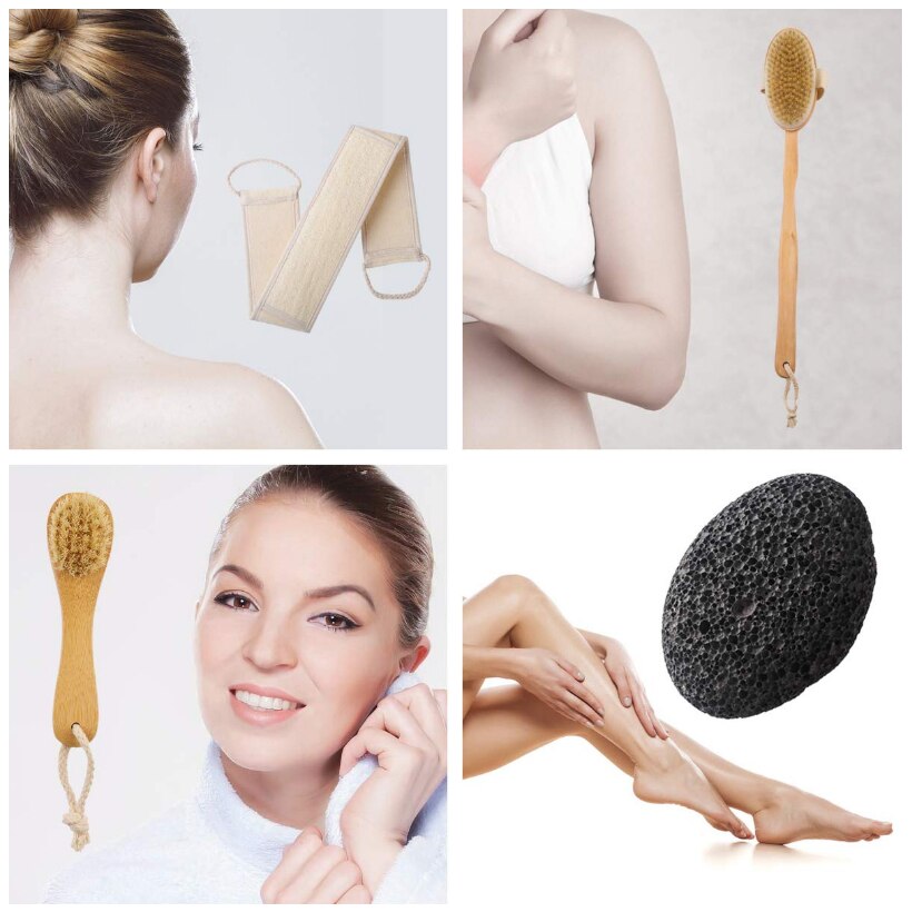 TREESMILE Wooden Bath brush Long Handle Wooden Back Massage Bath Brush Body Clean Brush Natural Bristle Body Dry Brush D30