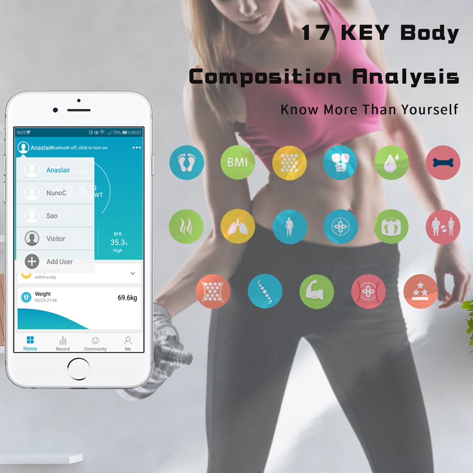 Schlecht Clever Skala Präzision Gewicht Skala Körper Fett Boden Skala BMI LED Anzeige Gewicht Kapazität 180KG praktisch Bluetooth