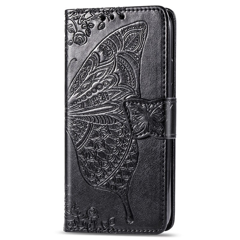 Voor Samsung Galaxy A12 Coque Wallet Leather Flip Case Op Voor Samsung A12 Een 12 A125F SM-A125F Cover 6.5 "3D Vlinder Fundas Etui: Black